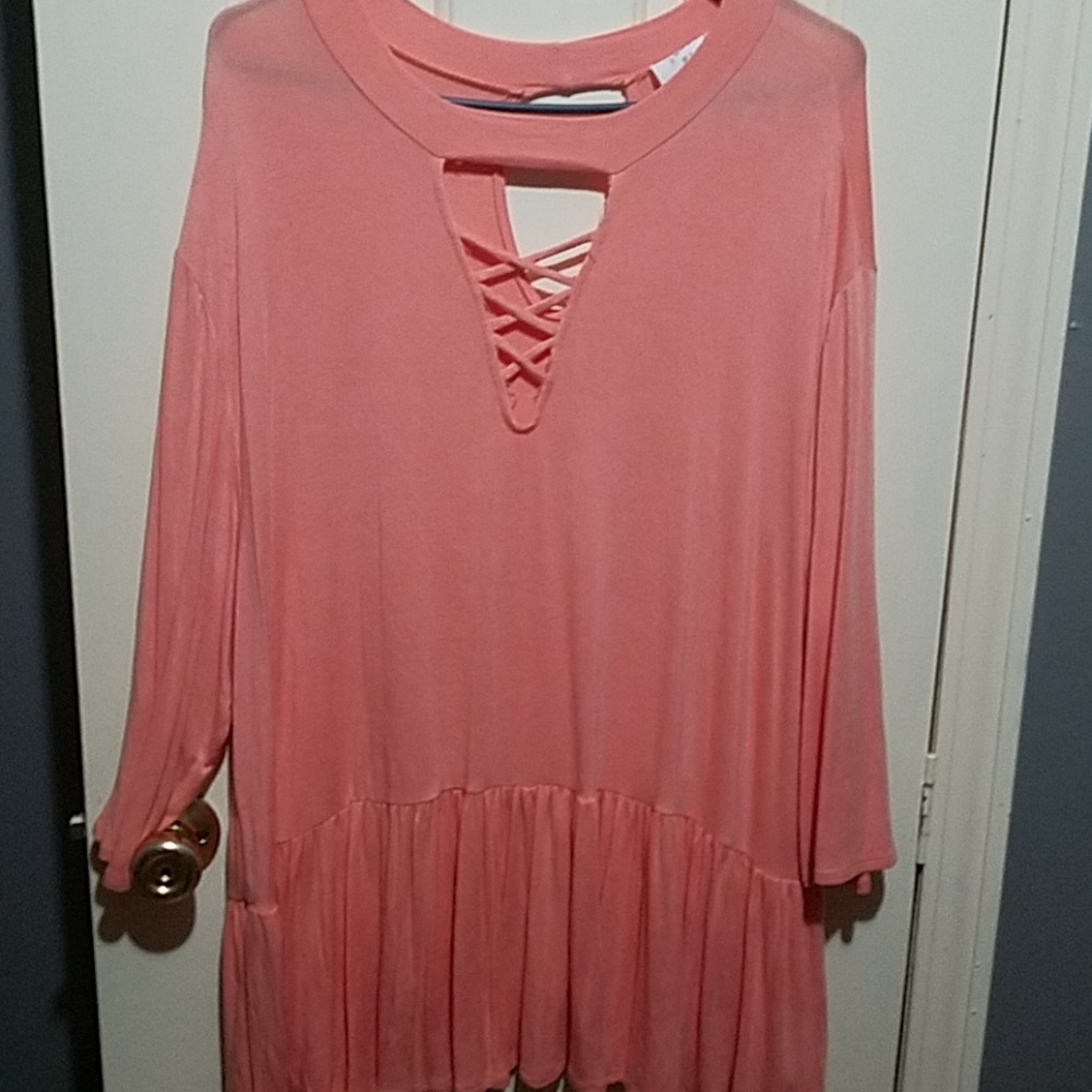 Coral colored blouse